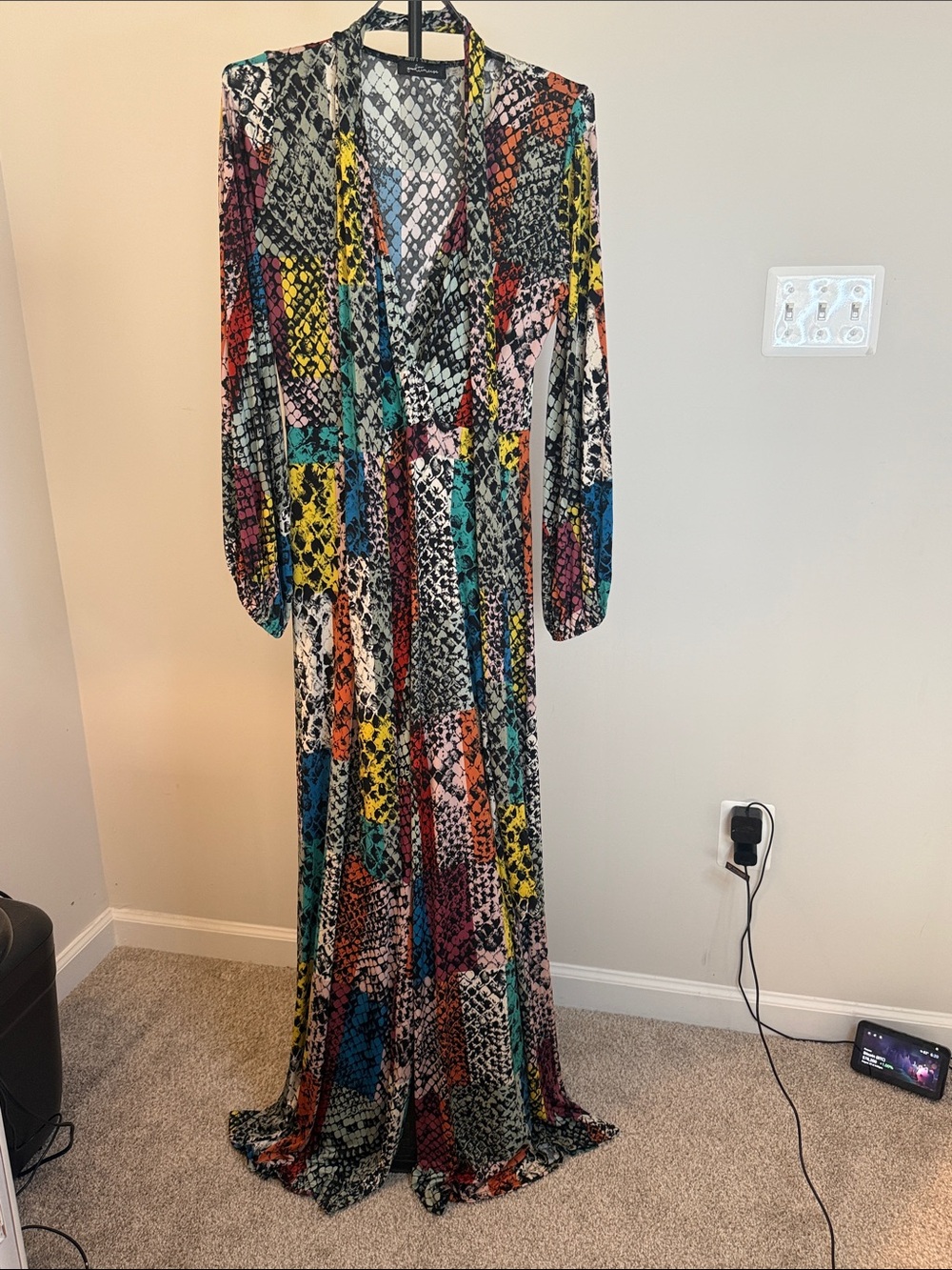 Multicolor Snake-Print Long Sleeve Jumpsuit Romper